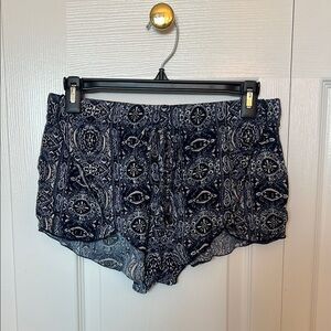 Navy Paisley Print Shorts